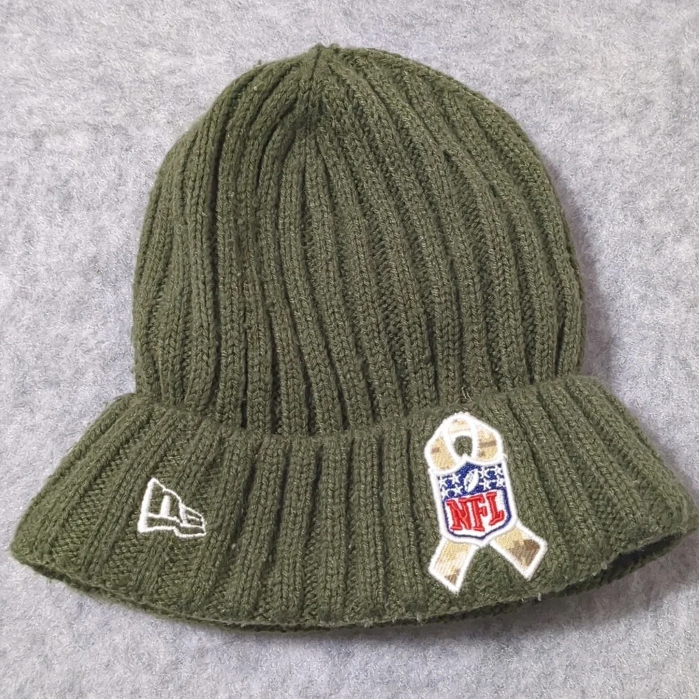 NFL ARMY GREEN  Packers lined winter Youth beanie USA Flag New Era